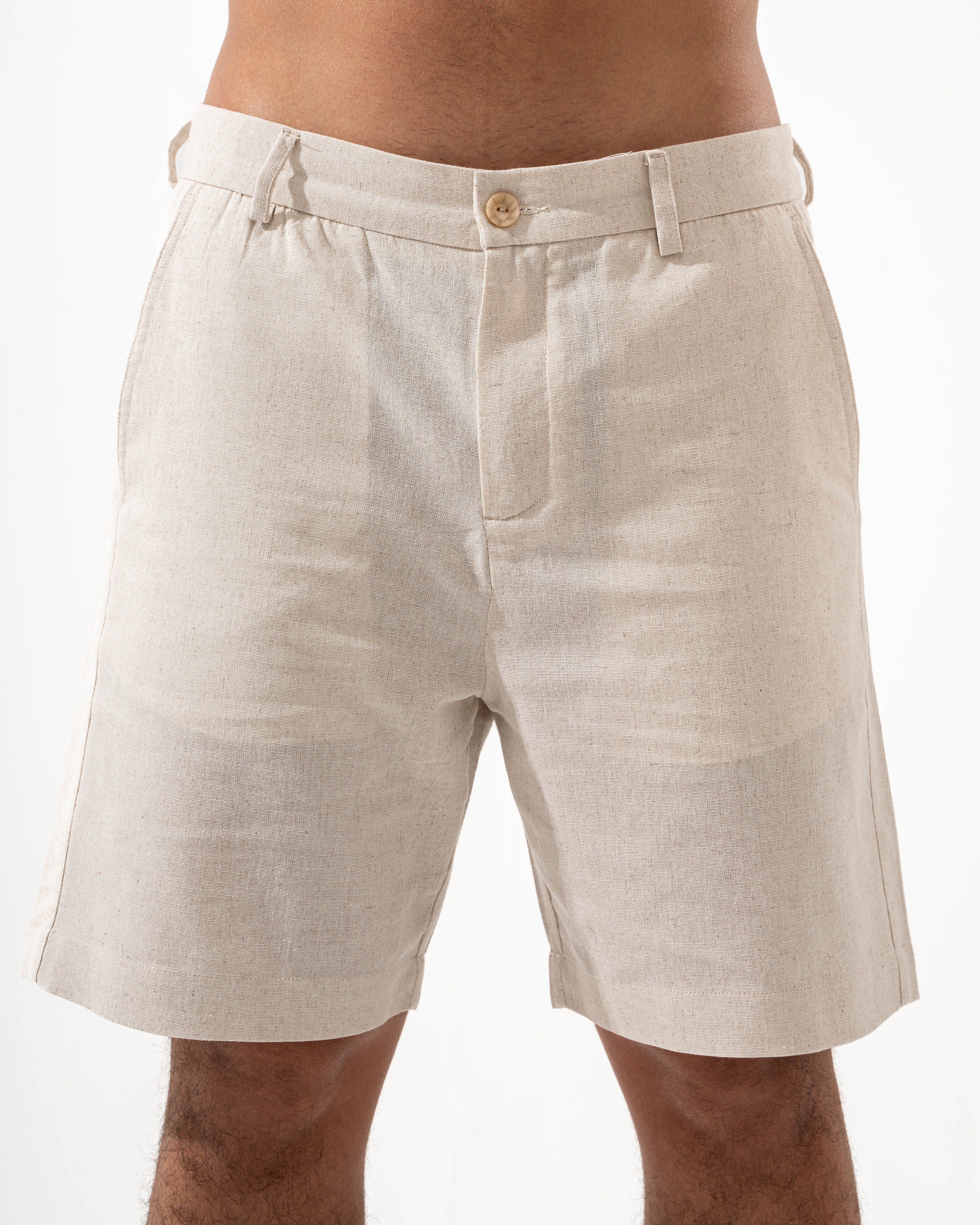 Beige Linen Shorts