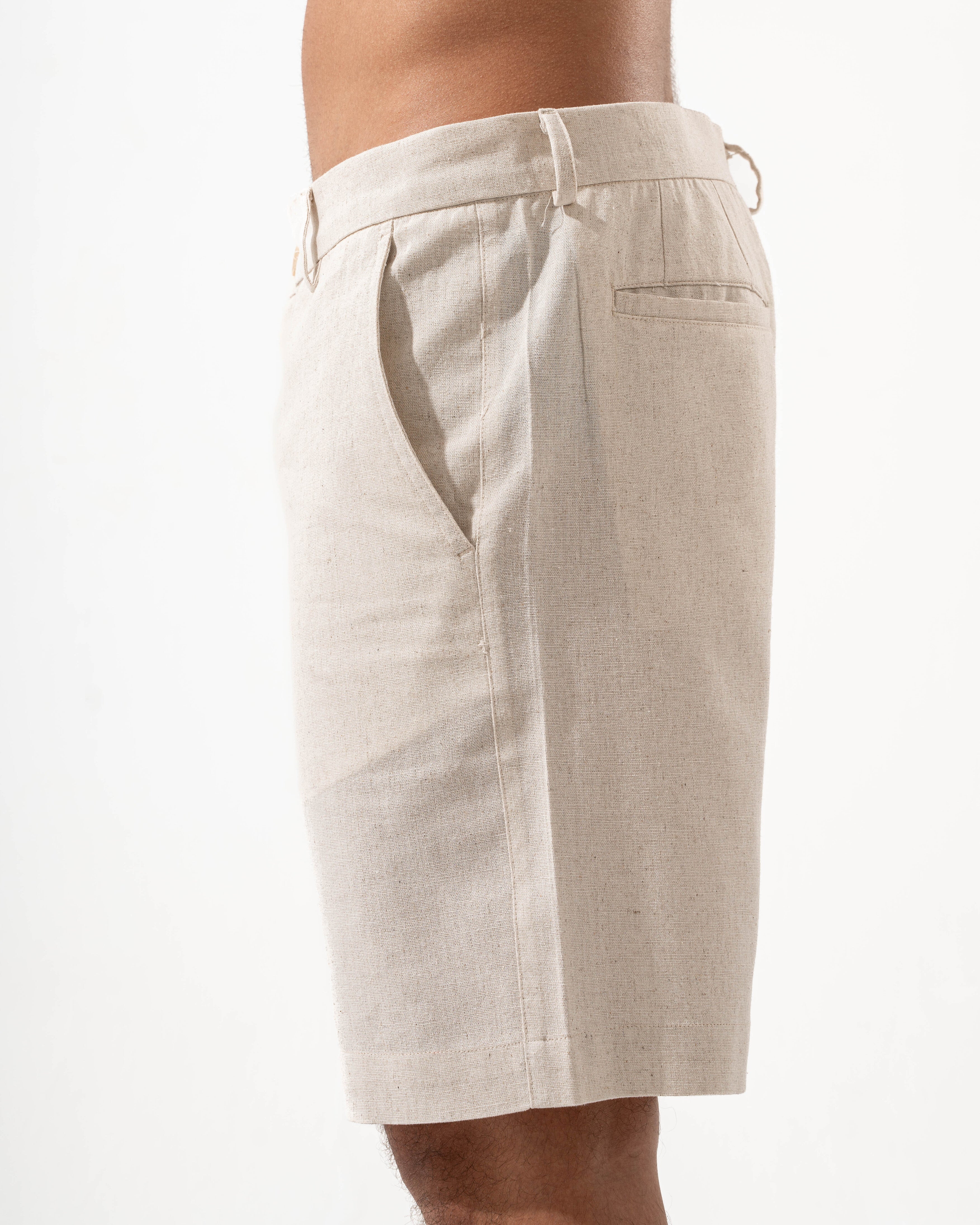 Beige Linen Shorts