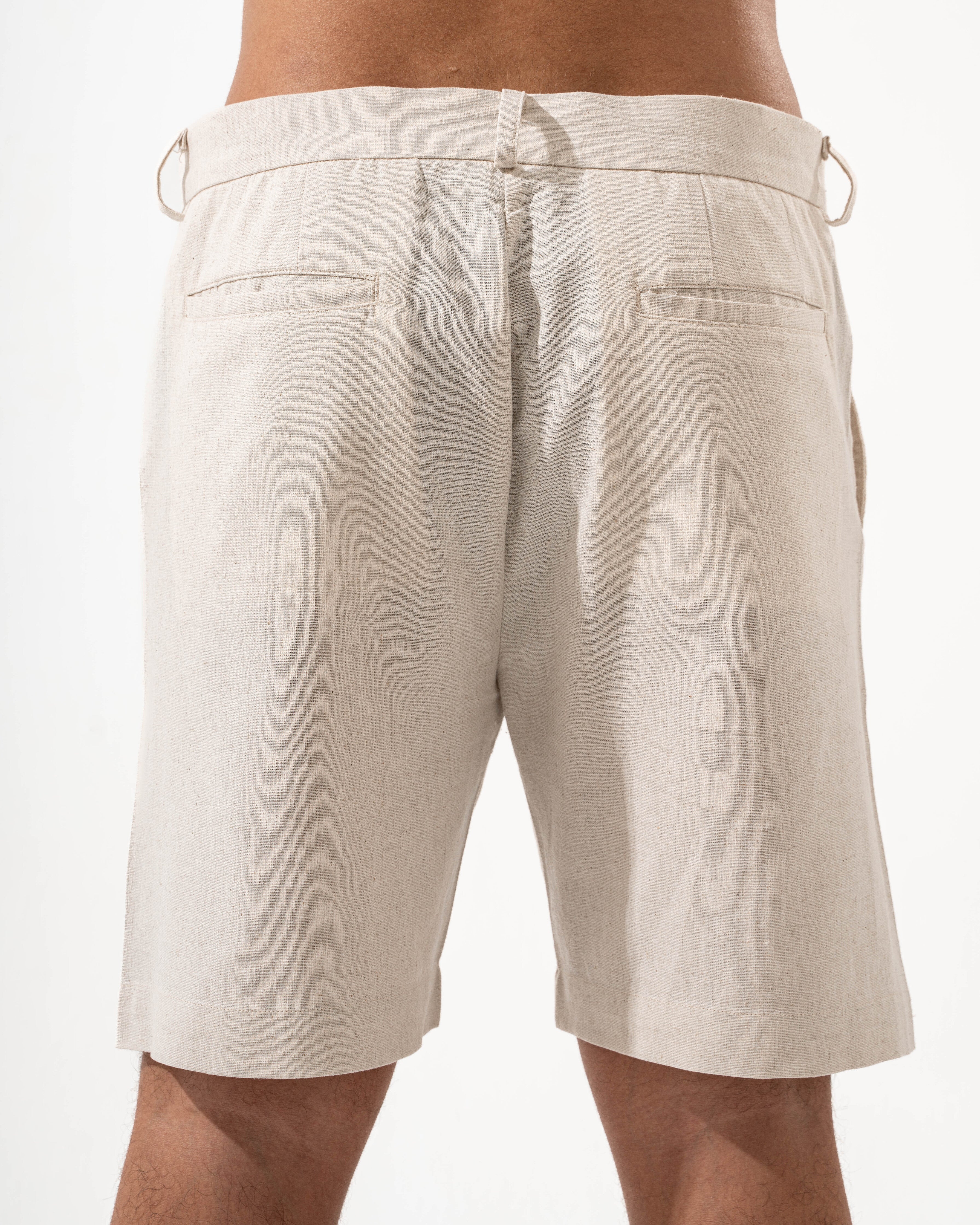 Beige Linen Shorts