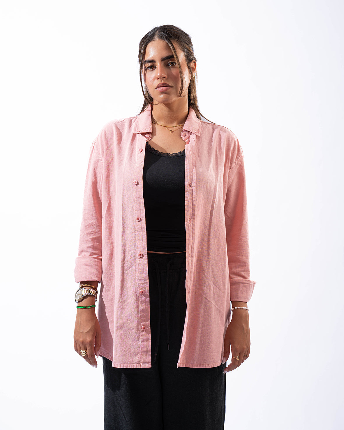 Unisex Pink Linen Shirt