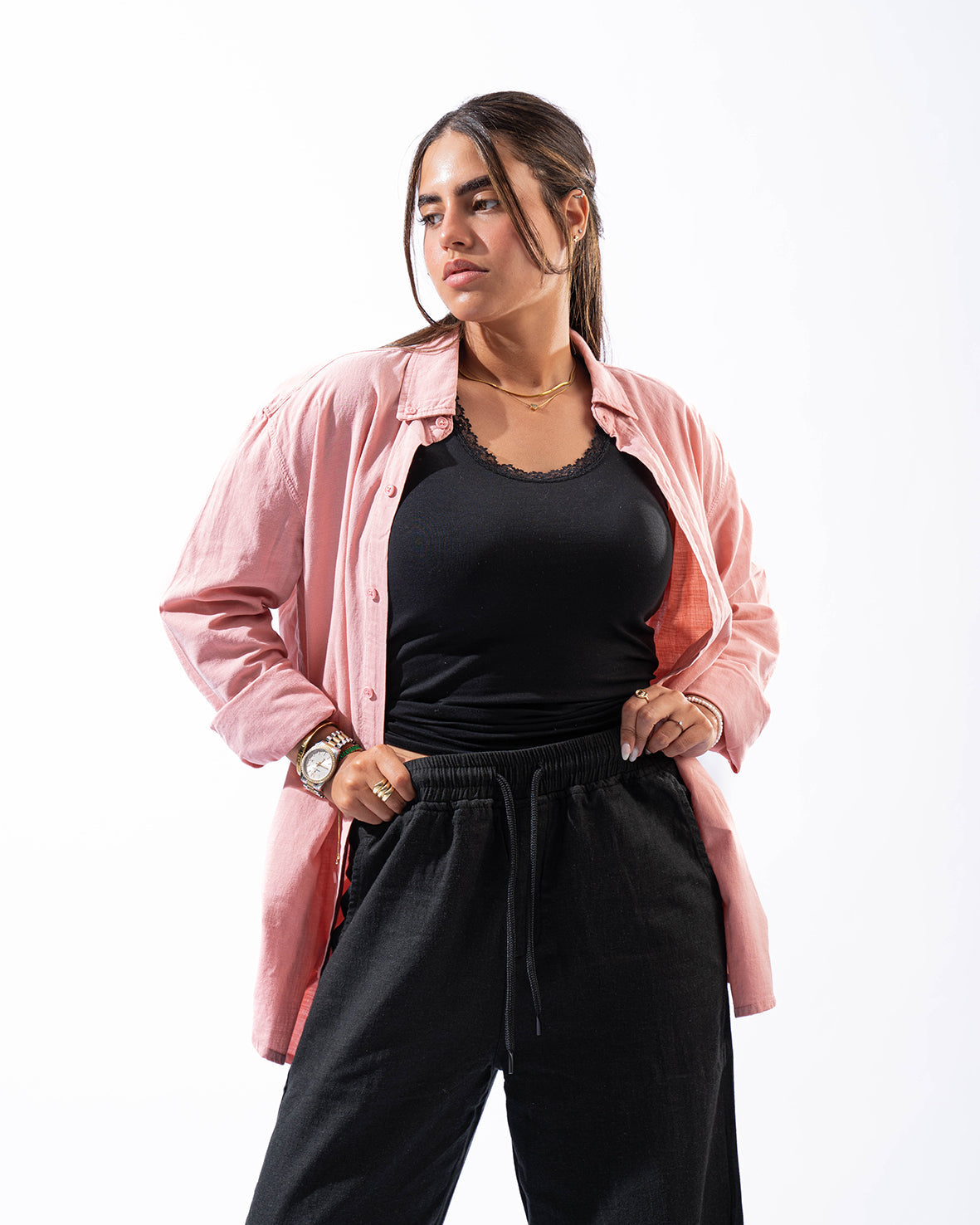 Unisex Pink Linen Shirt