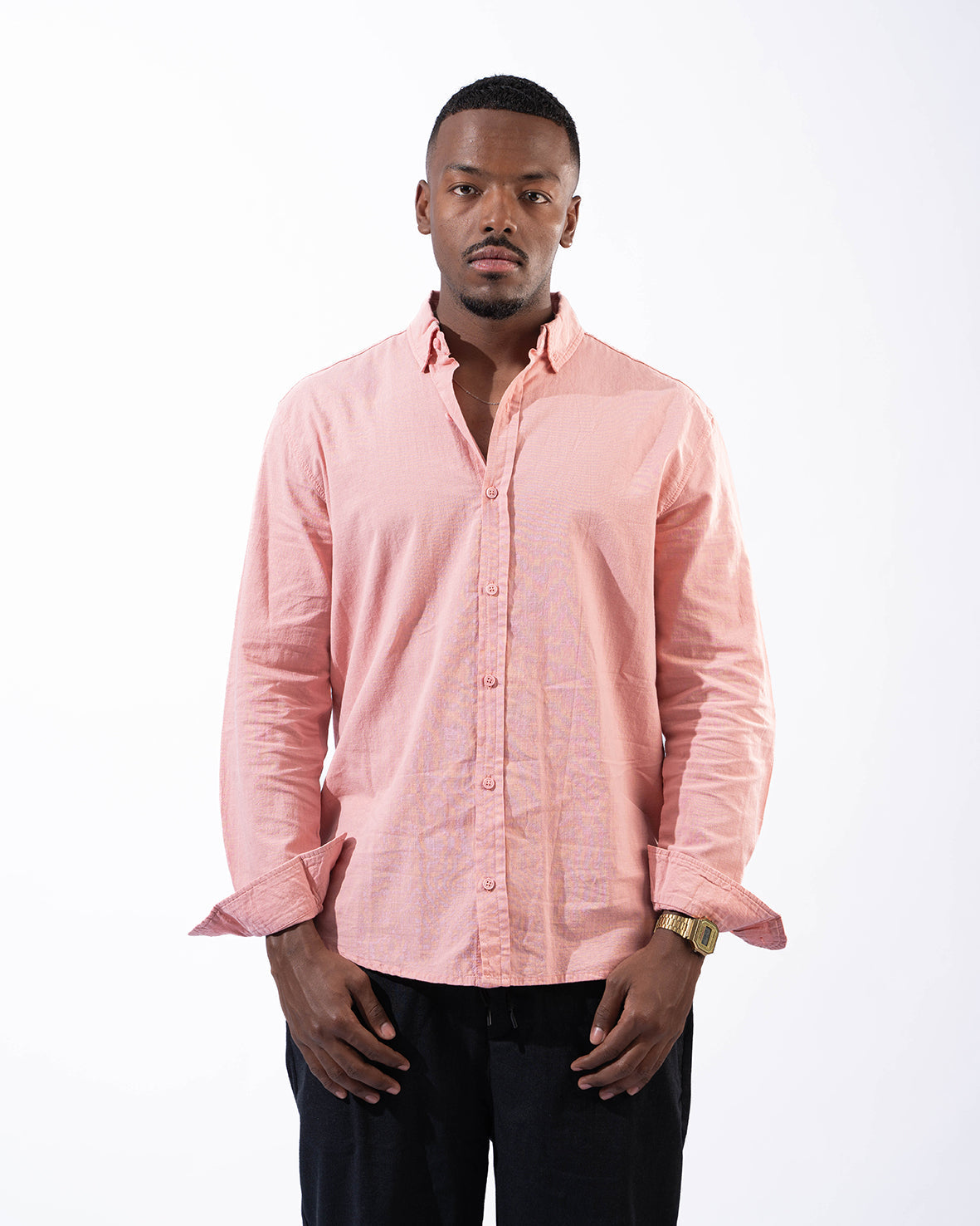 Unisex Pink Linen Shirt