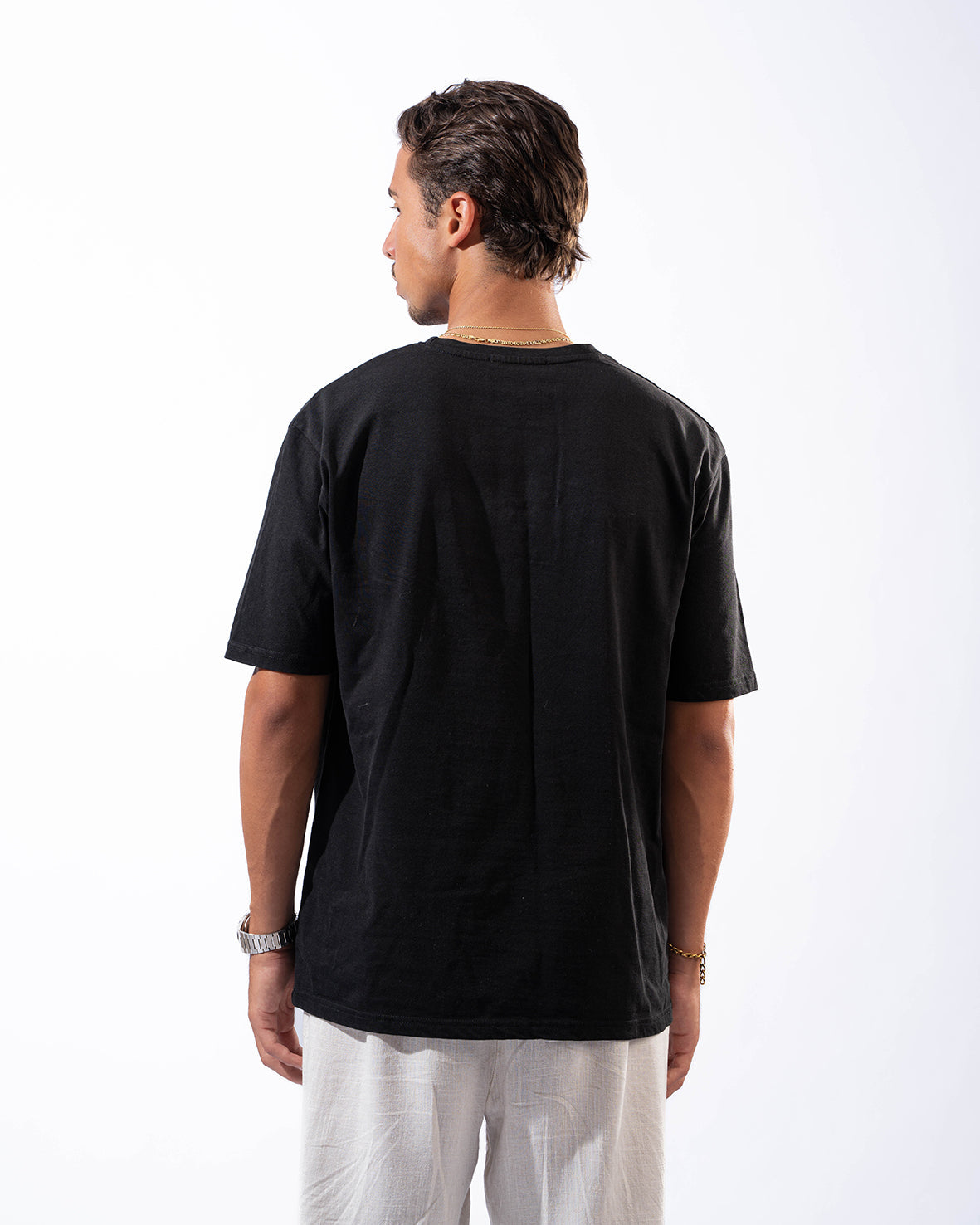 Black T-Shirt Over Size With White Print
