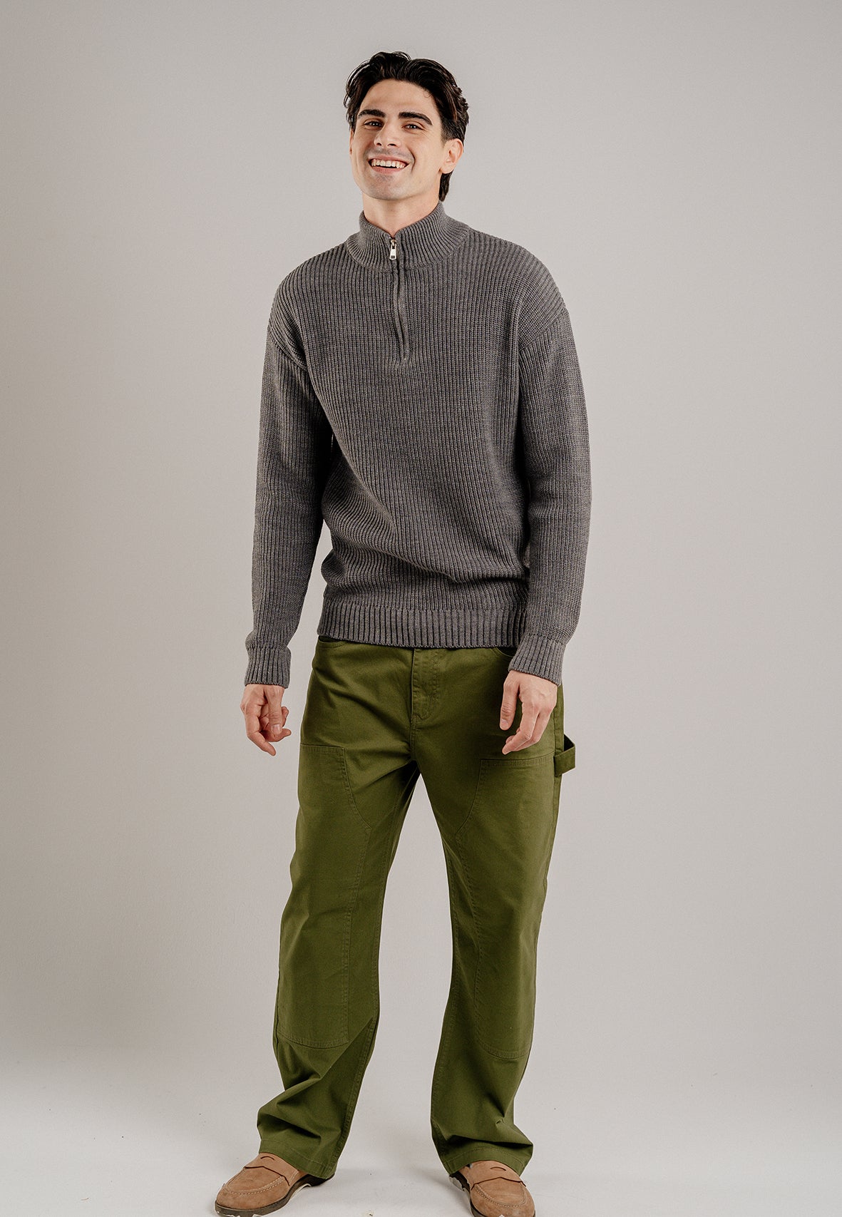 GREY QUARTER ZIP LONG-SLEEVE